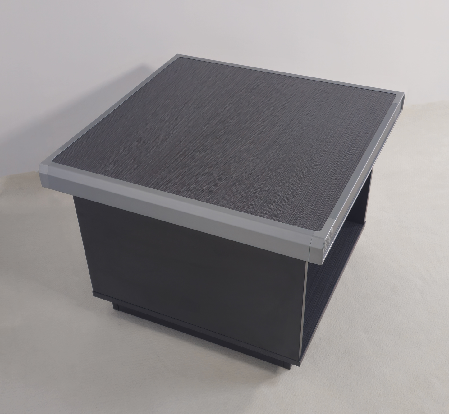 Grey Oak Melamine 600mm Wide Square Coffee Table with Aluminium Trim - DGWK-F0106