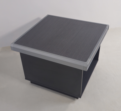 Grey Oak Melamine 600mm Wide Square Coffee Table with Aluminium Trim - DGWK-F0106