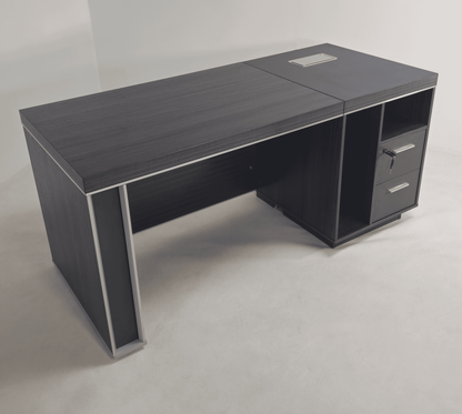 Modern Grey Oak Veneer Executive Office Desk with Built in Storage - 1600mm - BJS-X1616