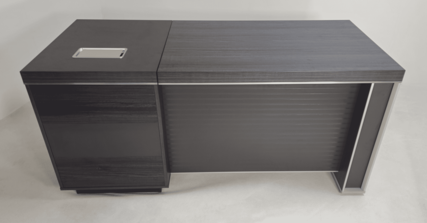 Modern Grey Oak Veneer Executive Office Desk with Built in Storage - 1600mm - BJS-X1616