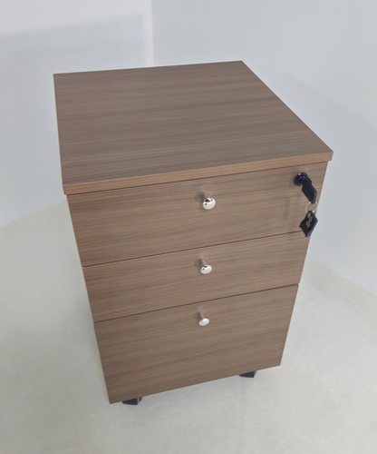 Quality Modern American Walnut Melamine Lockable Three Drawer Pedestal  - DG27-H0101