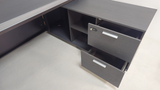 Modern Grey Oak Melamine Office Desk with Integrated Storage & Aluminium Trim – Corner Design - 1800mm or 2000mm - DGWK-C-D05