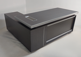 Modern Grey Oak Melamine Office Desk with Integrated Storage & Aluminium Trim – Corner Design - 1800mm or 2000mm - DGWK-C-D05
