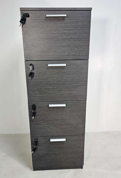 Quality Modern Grey Oak Four Drawer Filing Cabinet - A4 Foolscap Suspension Files - DGWK-AB84