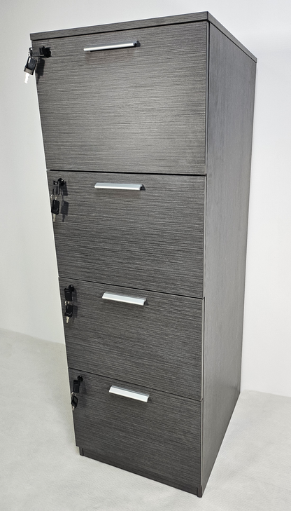 Quality Modern Grey Oak Four Drawer Filing Cabinet - A4 Foolscap Suspension Files - DGWK-AB84