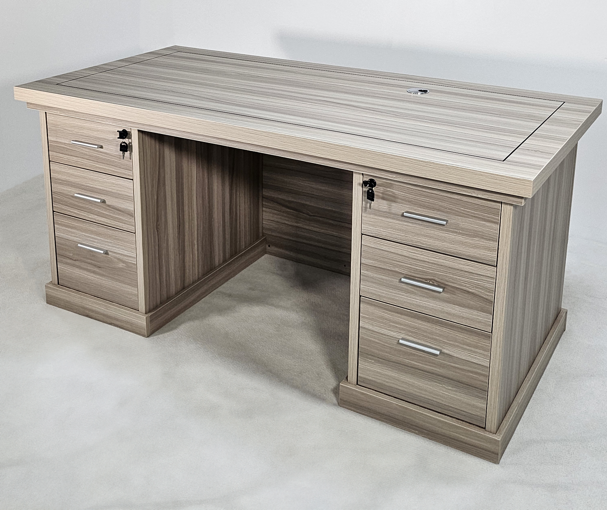Modern Twin Pedestal Executive Office Desk in Ash - 1600mm - HSN009