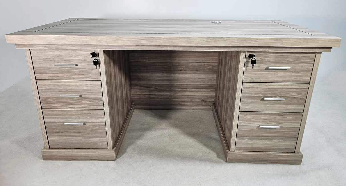 Modern Twin Pedestal Executive Office Desk in Ash - 1600mm - HSN009