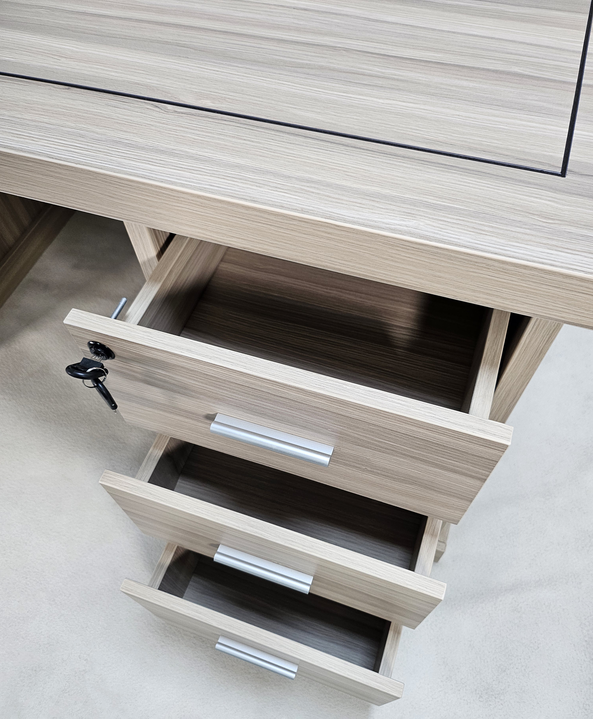Modern Twin Pedestal Executive Office Desk in Ash - 1600mm - HSN009