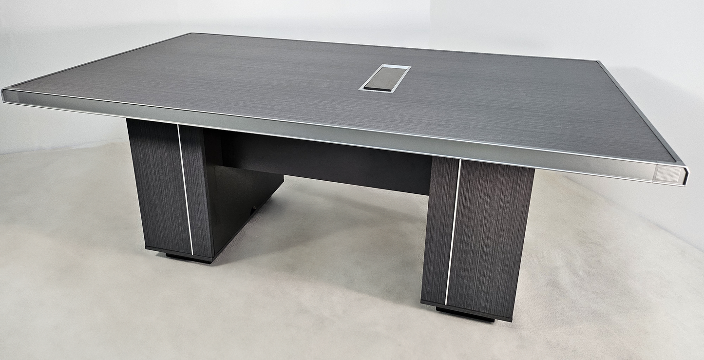 Quality Modern Grey Oak Melamine Boardroom Meeting Table with Aluminium Trim - 2400mm DGWK-C0324
