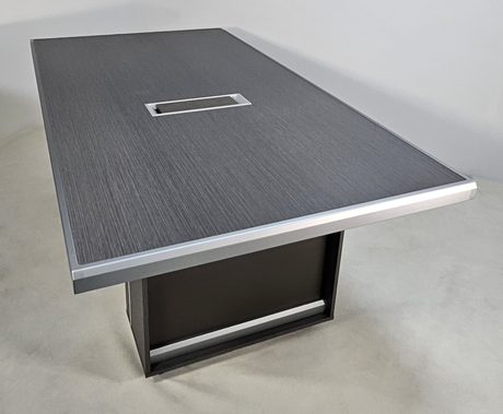 Quality Modern Grey Oak Melamine Boardroom Meeting Table with Aluminium Trim - 2400mm DGWK-C0324