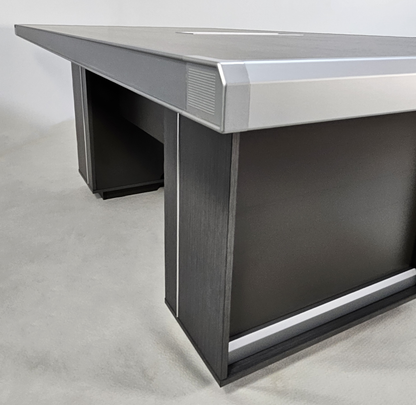 Quality Modern Grey Oak Melamine Boardroom Meeting Table with Aluminium Trim - 2000mm DGWK-C0320