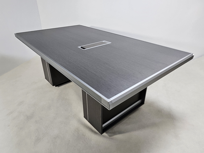 Quality Modern Grey Oak Melamine Boardroom Meeting Table with Aluminium Trim - 2400mm DGWK-C0324