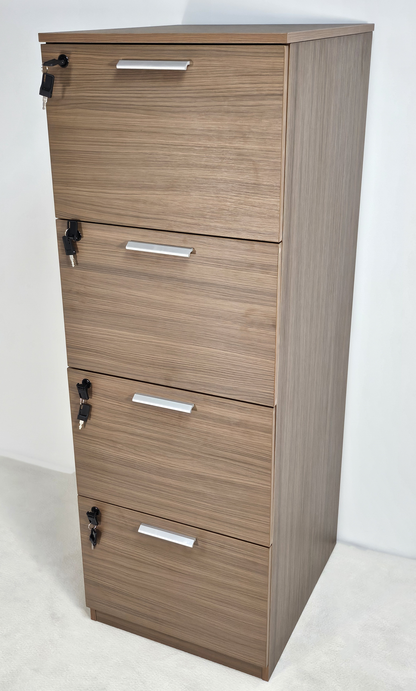 Quality Modern American Walnut Melamine Four Drawer Filing Cabinet - A4 Foolscap Suspension Files - DG27-AB84
