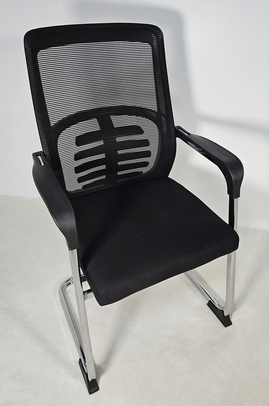 Modern Fabric Seat and Mesh Back with Lumbar Support Visitor Chair - J116