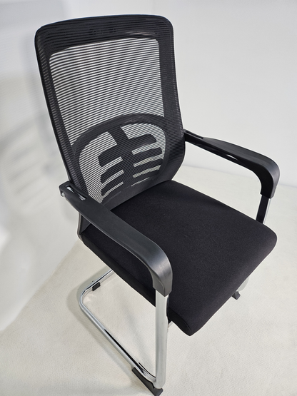 Modern Fabric Seat and Mesh Back with Lumbar Support Visitor Chair - J116