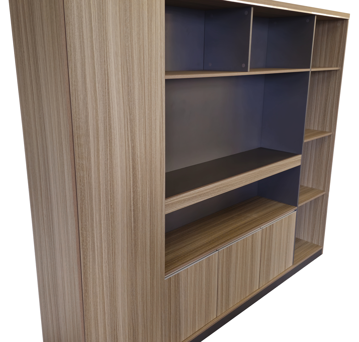 Modern Large Golden Oak Bookcase with Doors & Open Shelving - 2400mm - PM02-S01