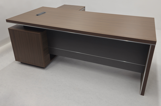 Modern Home Walnut Corner Executive Office Desk with Integrated Storage - 1600mm or 1800mm - PM02-D01