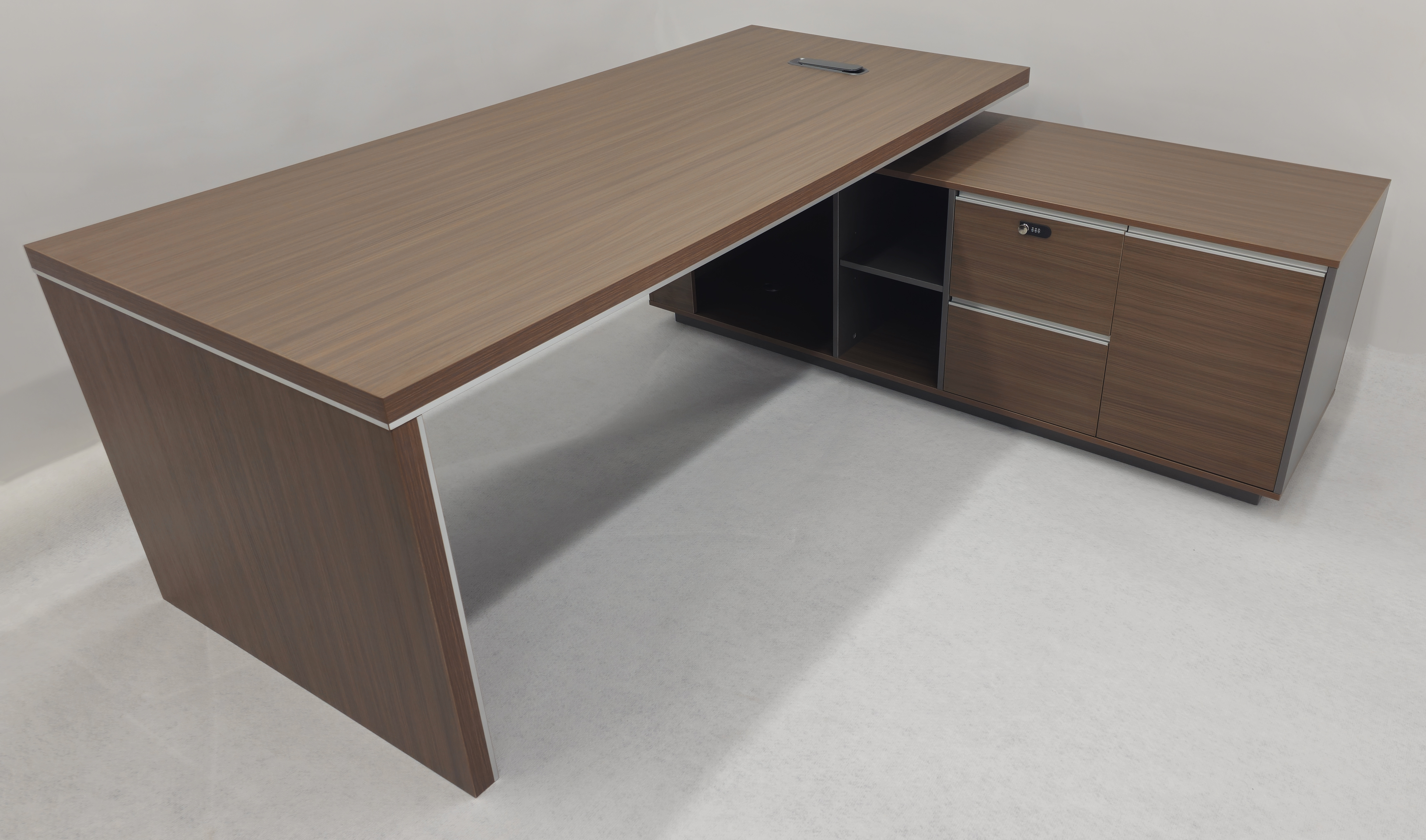 Modern Home Walnut Corner Executive Office Desk with Integrated Storage - 1600mm or 1800mm - PM02-D01