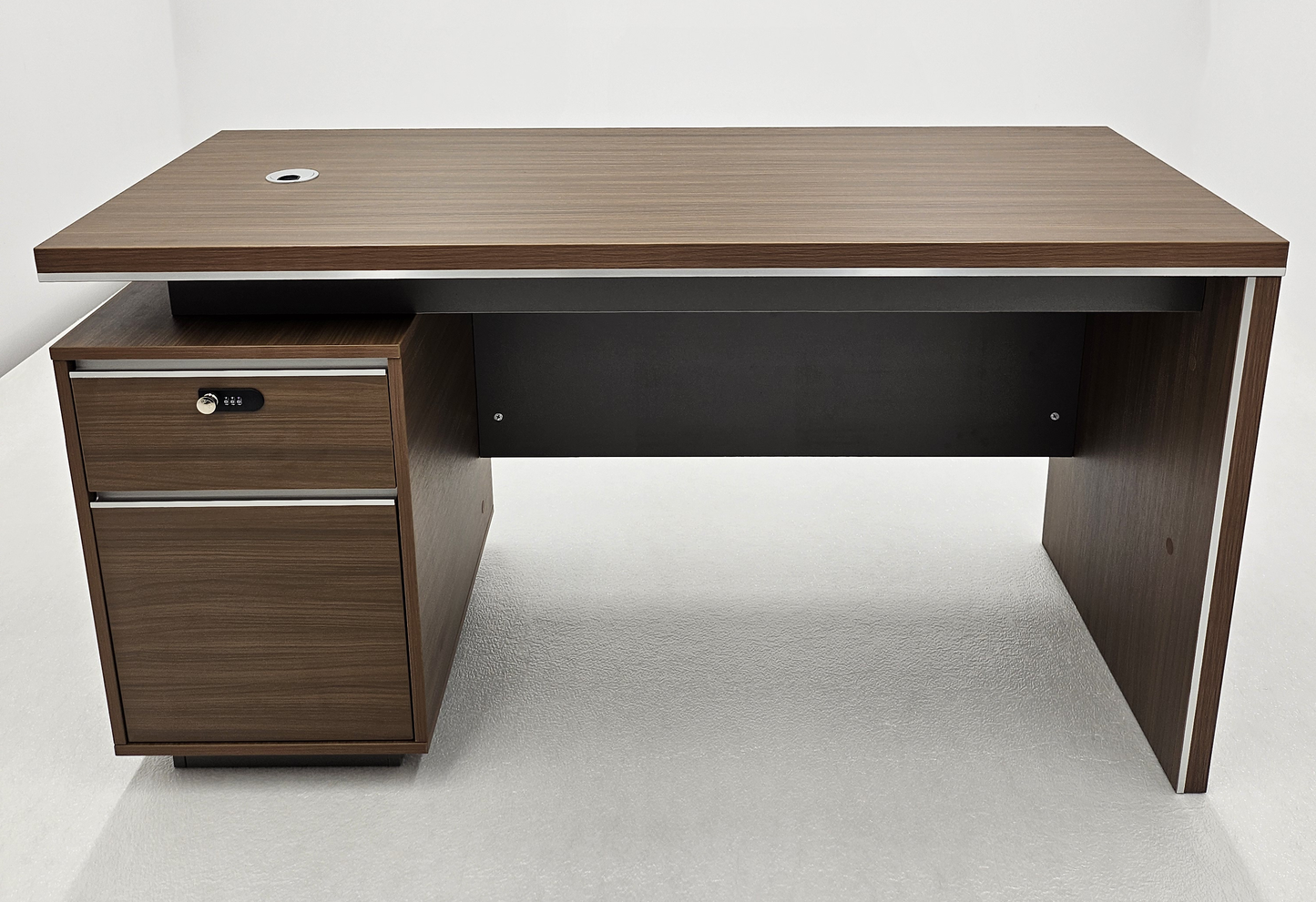 Modern Home Walnut Executive Office Desk with Integrated Storage - 1400mm - PM02-D03