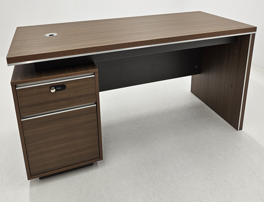 Modern Home Walnut Executive Office Desk with Integrated Storage - 1400mm - PM02-D03