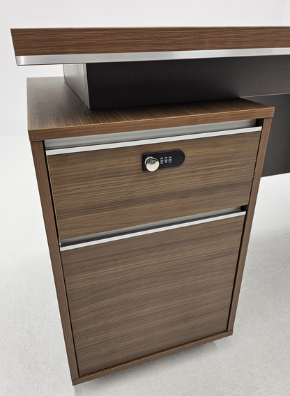 Modern Home Walnut Executive Office Desk with Integrated Storage - 1400mm - PM02-D03