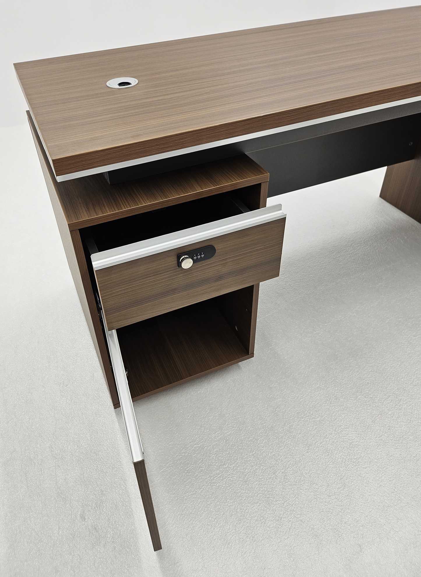 Modern Home Walnut Executive Office Desk with Integrated Storage - 1400mm - PM02-D03