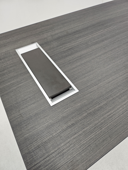 Modern Grey Oak Executive Straight Desk with Stylish Grey Leather Design - 1600mm, 1800mm & 2000mm - DG25-D01