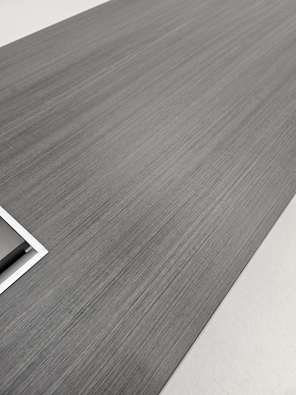 Modern Grey Oak Executive Straight Desk with Stylish Grey Leather Design - 1600mm, 1800mm & 2000mm - DG25-D01