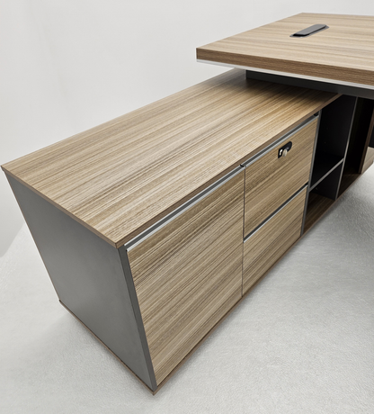 Modern Home Golden Oak Corner Executive Office Desk with Integrated Storage - 2000mm or 2200mm - PM02-D02