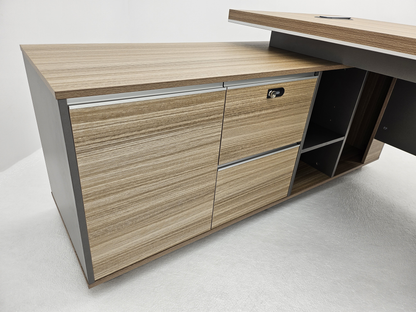 Modern Home Golden Oak Corner Executive Office Desk with Integrated Storage - 2000mm or 2200mm - PM02-D02