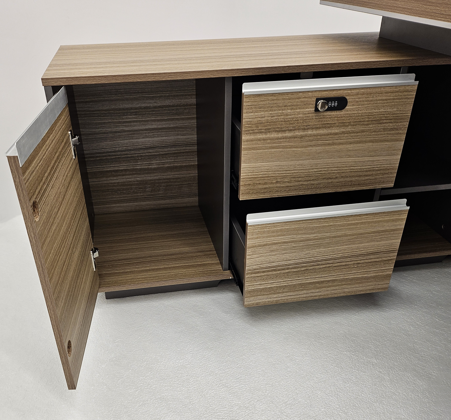 Modern Home Golden Oak Corner Executive Office Desk with Integrated Storage - 2000mm or 2200mm - PM02-D02