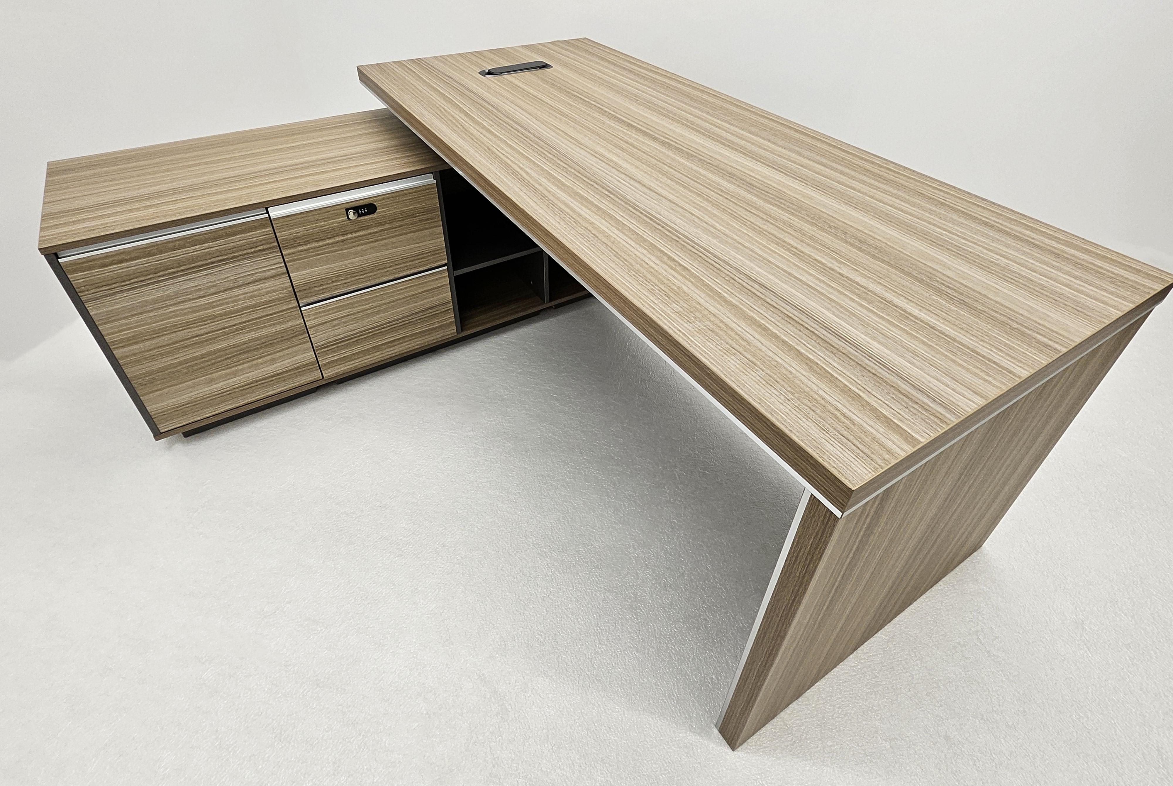 Modern Home Golden Oak Corner Executive Office Desk with Integrated Storage - 2000mm or 2200mm - PM02-D02 Huddersfield