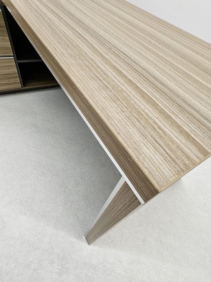 Modern Home Golden Oak Corner Executive Office Desk with Integrated Storage - 1400mm - PM02-D01-14