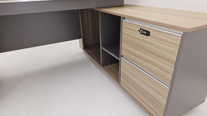 Modern Home Golden Oak Corner Executive Office Desk with Integrated Storage - 1400mm - PM02-D01-14