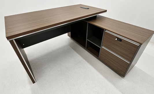 Modern Home Walnut Corner Executive Office Desk with Integrated Storage - 1400mm - PM02-D01-14