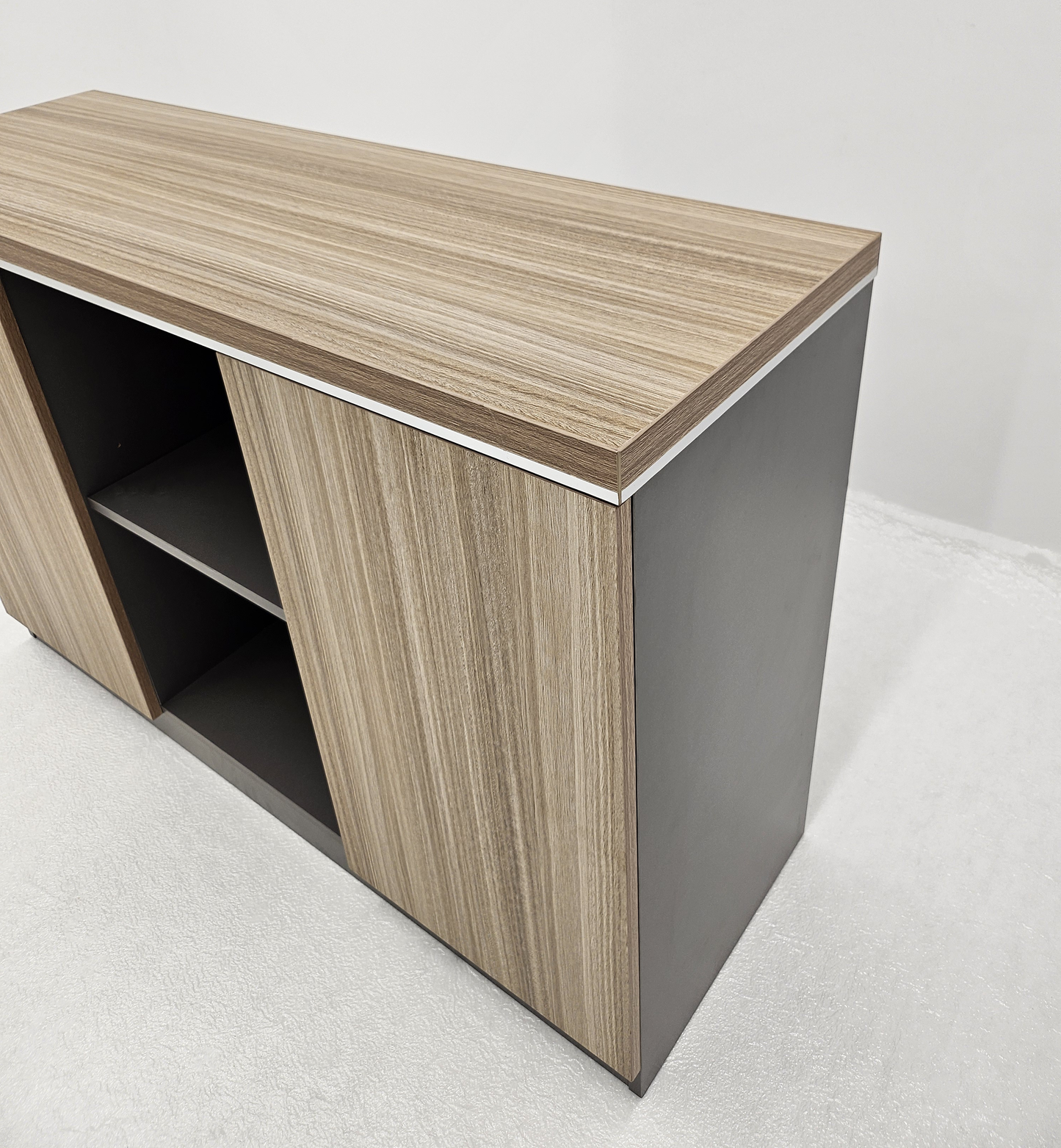 Modern Executive Golden Oak Open Storage Cupboard - 1200mm - PM02-S0312