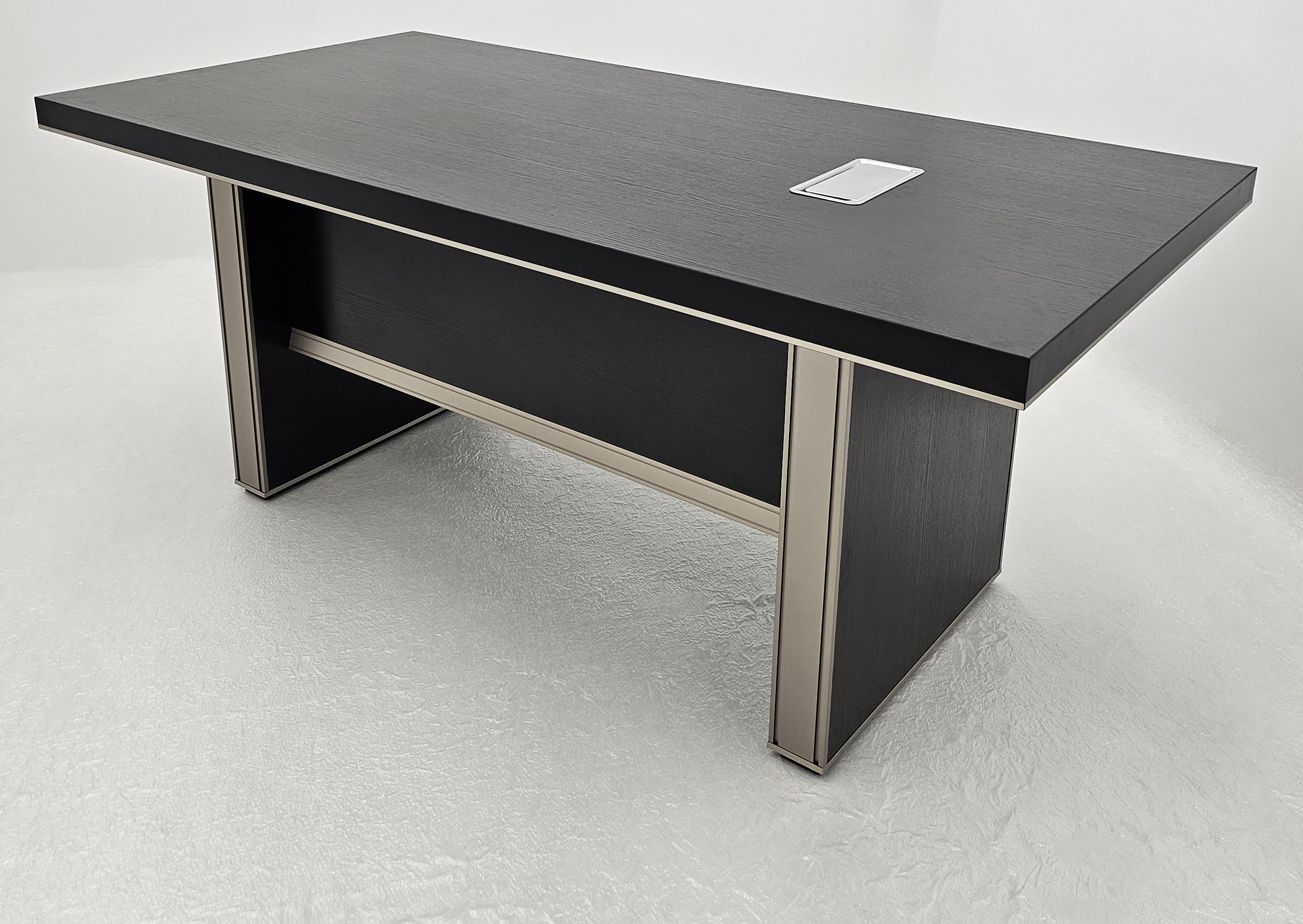 Modern Black Ash Melamine Meeting Table with Silver Trim - 1800mm, 2400mm - BT-BLACK-ASH North Yourkshire