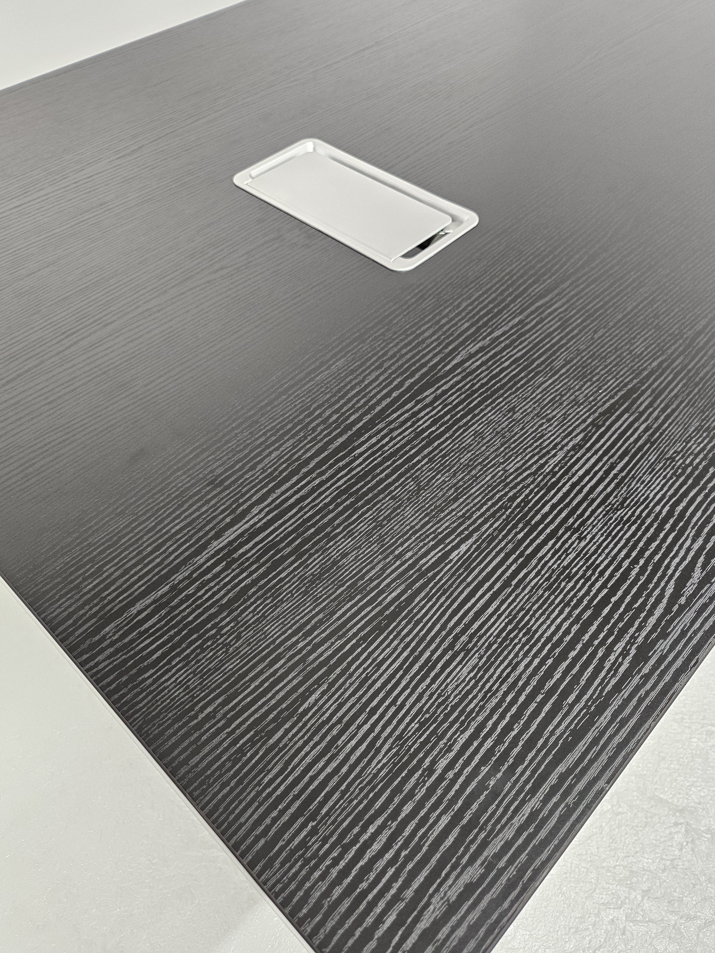 Modern Black Ash Melamine Meeting Table with Silver Trim - 1800mm, 2400mm - BT-BLACK-ASH