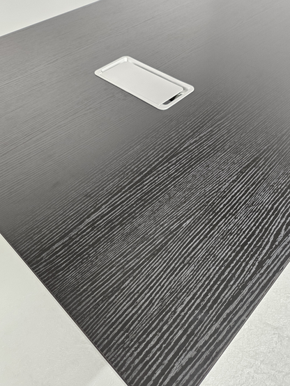 Modern Black Ash Melamine Meeting Table with Silver Trim - 1800mm, 2400mm - BT-BLACK-ASH