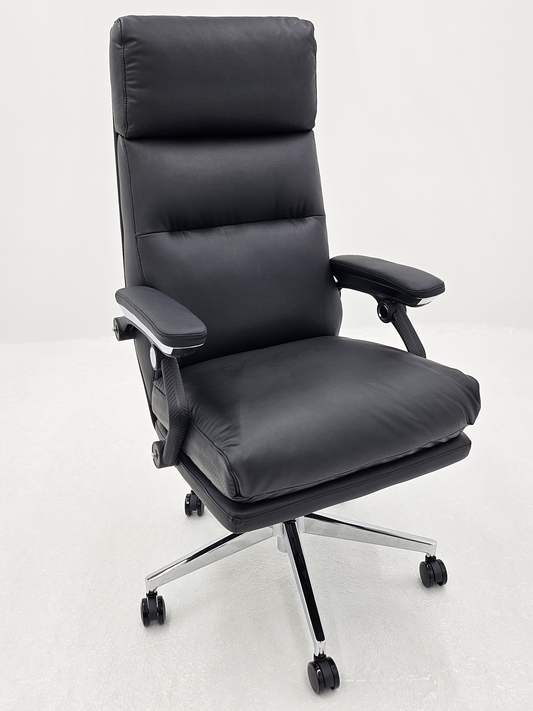 Soft Padded High Back Black Bonded Leather Reclining Office Chair - 805A