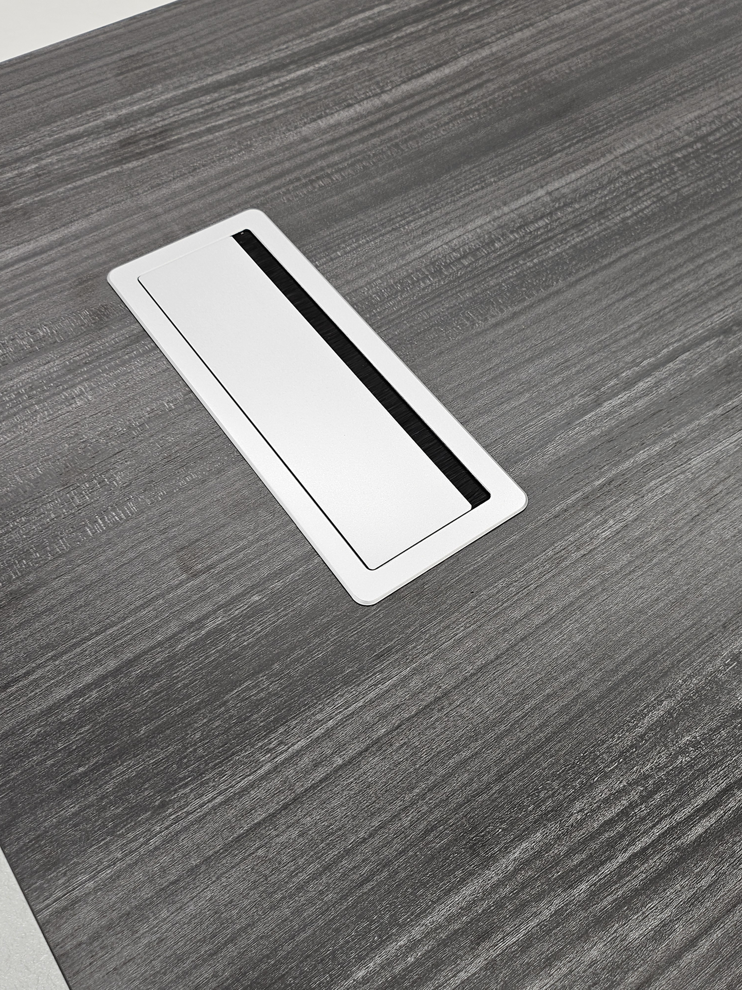 Modern Grey Oak Veneer Executive Office Desk with Built in Pedestal and Inclined Leg - 1400mm - DG19-S-D14