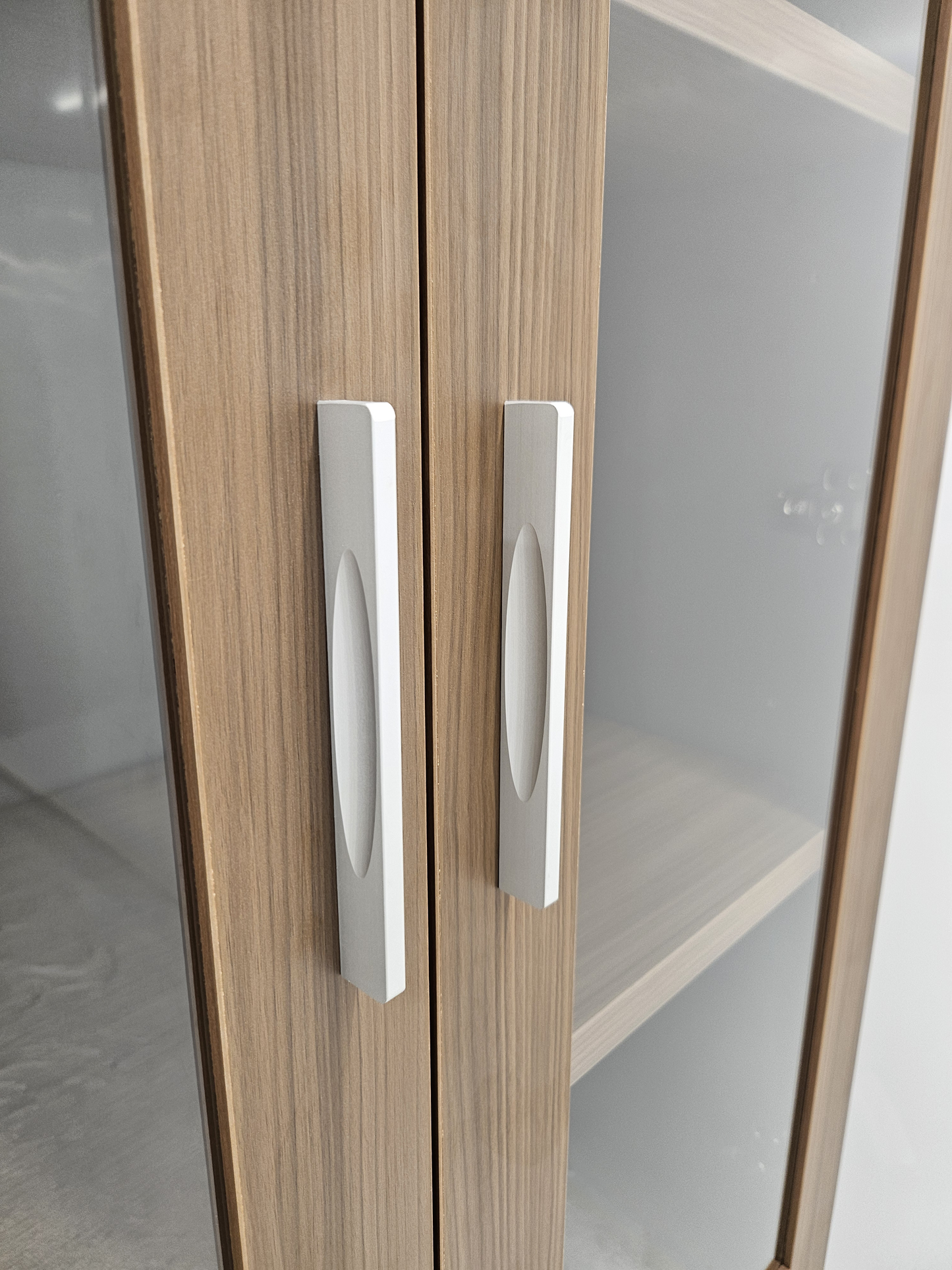 Modern Executive Walnut Two Glass Door Bookcase - 800mm - PM02-S03