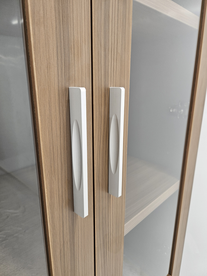 Modern Executive Walnut Two Glass Door Bookcase - 800mm - PM02-S03