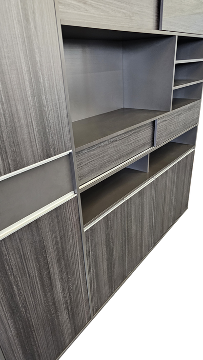 Modern Grey Oak Executive Bookcase - 2000mm - DG-BOOKCASE-26