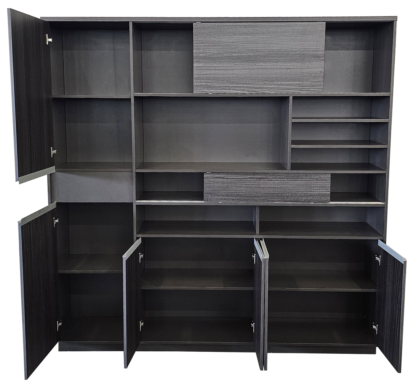 Modern Grey Oak Executive Bookcase - 2000mm - DG-BOOKCASE-26
