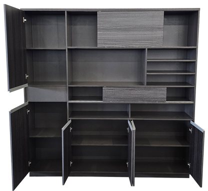 Modern Grey Oak Executive Bookcase - 2000mm - DG-BOOKCASE-26