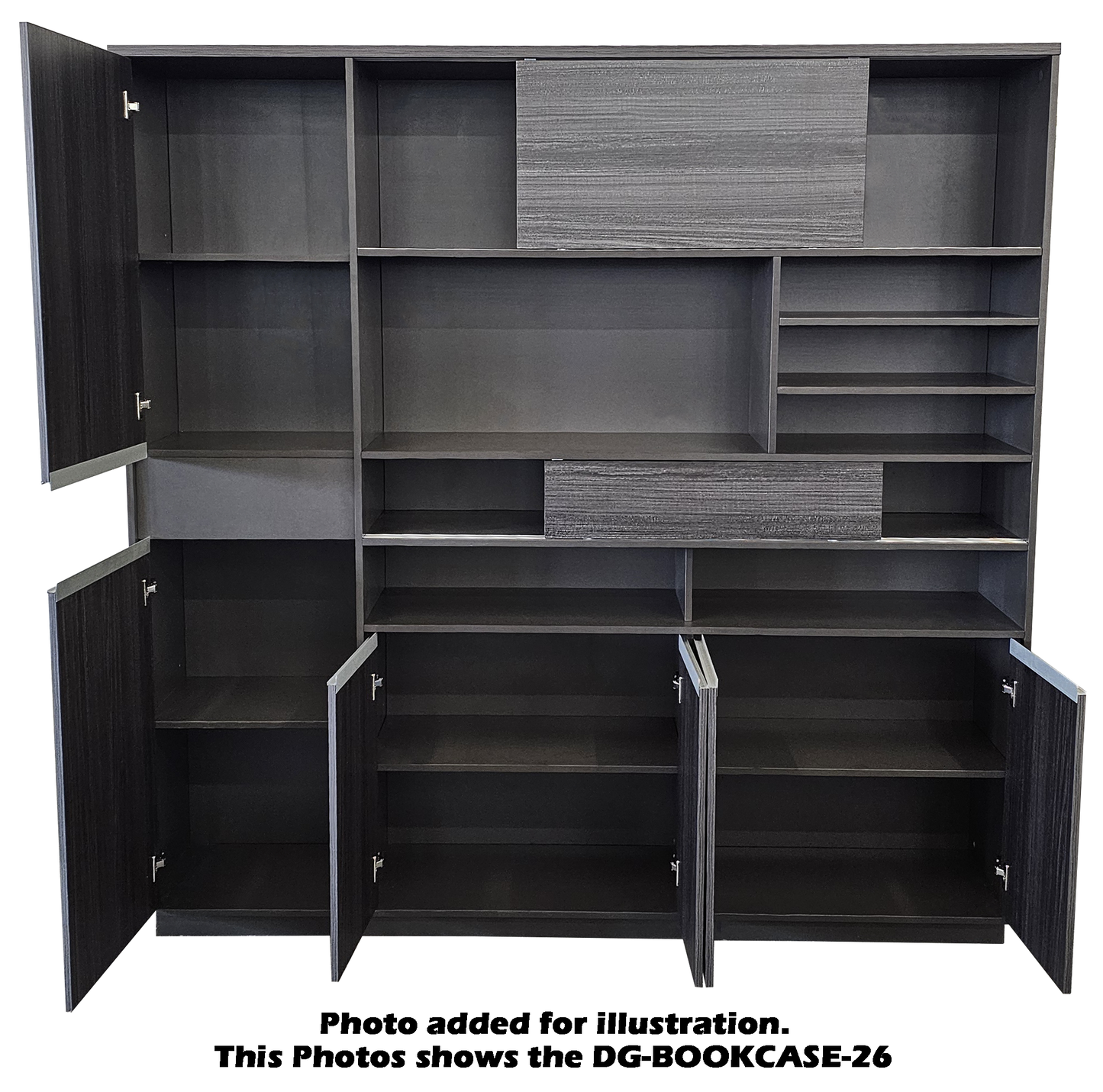 Modern Grey Oak Executive Bookcase - 2000mm - DG-BOOKCASE-04