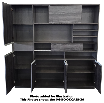 Modern Grey Oak Executive Bookcase - 2000mm - DG-BOOKCASE-04