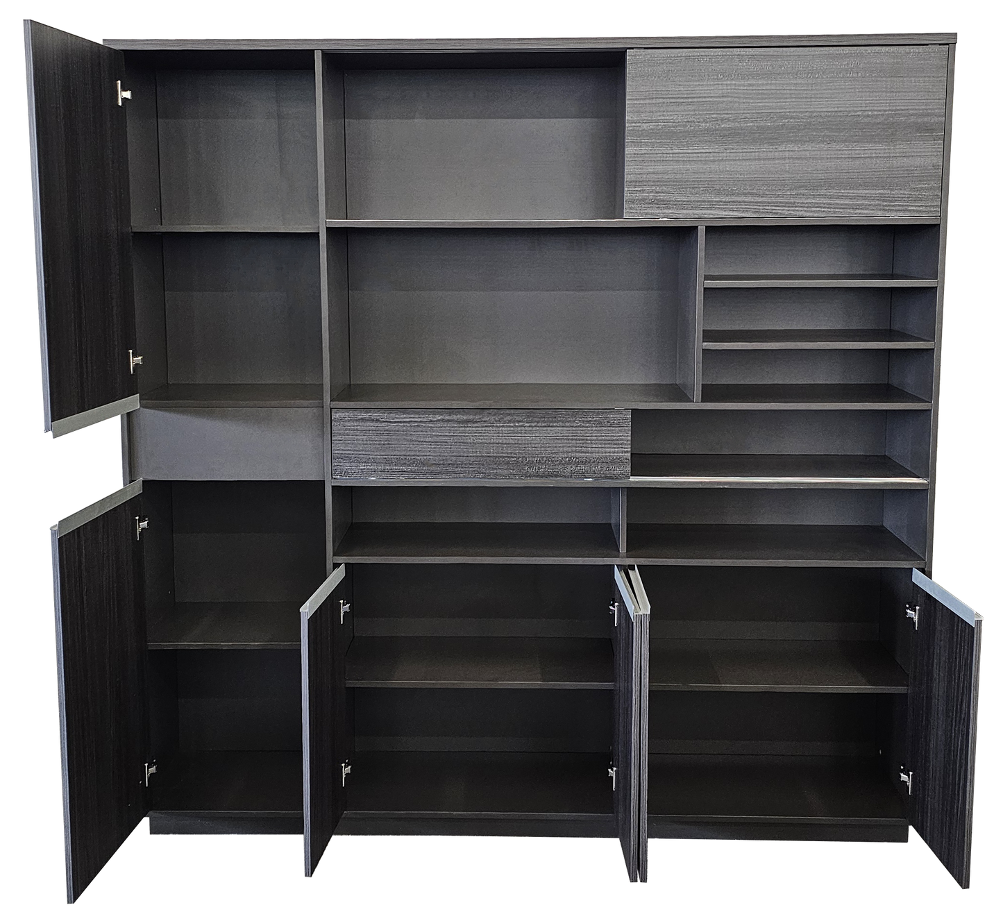 Modern Grey Oak Executive Bookcase - 2000mm - DG-BOOKCASE-26