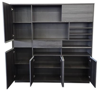 Modern Grey Oak Executive Bookcase - 2000mm - DG-BOOKCASE-26